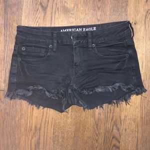 American Eagle Super stretch black jean shorts